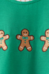 Green Gingerbread Embroidery Romper
