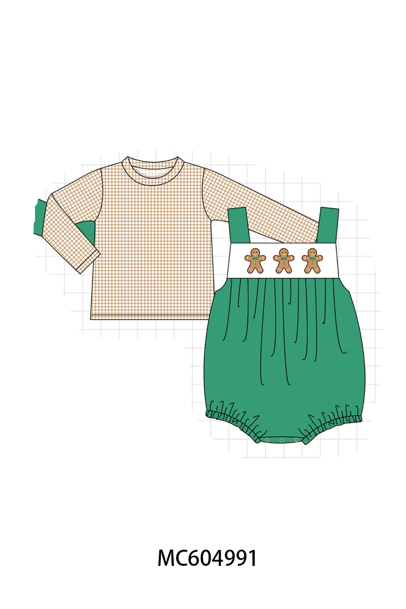 Green Gingerbread Embroidery 2pc Set