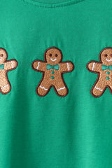 Green Gingerbread Embroidery Gingham Pants Set