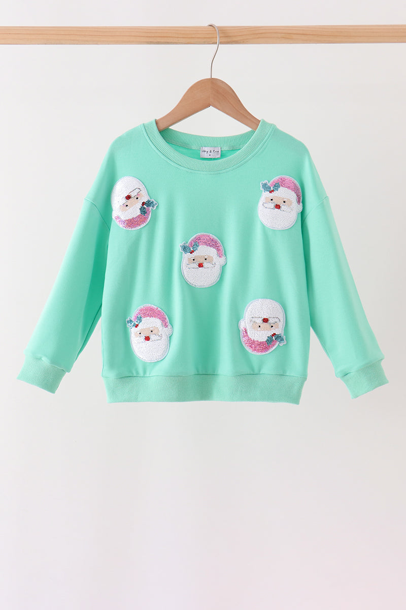 Mint Santa Sequin Mom&me Top