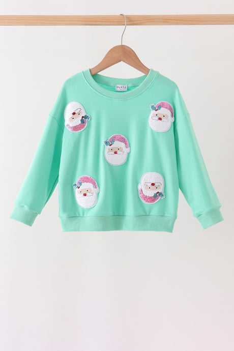 Mint Santa Sequin Mom&me Top