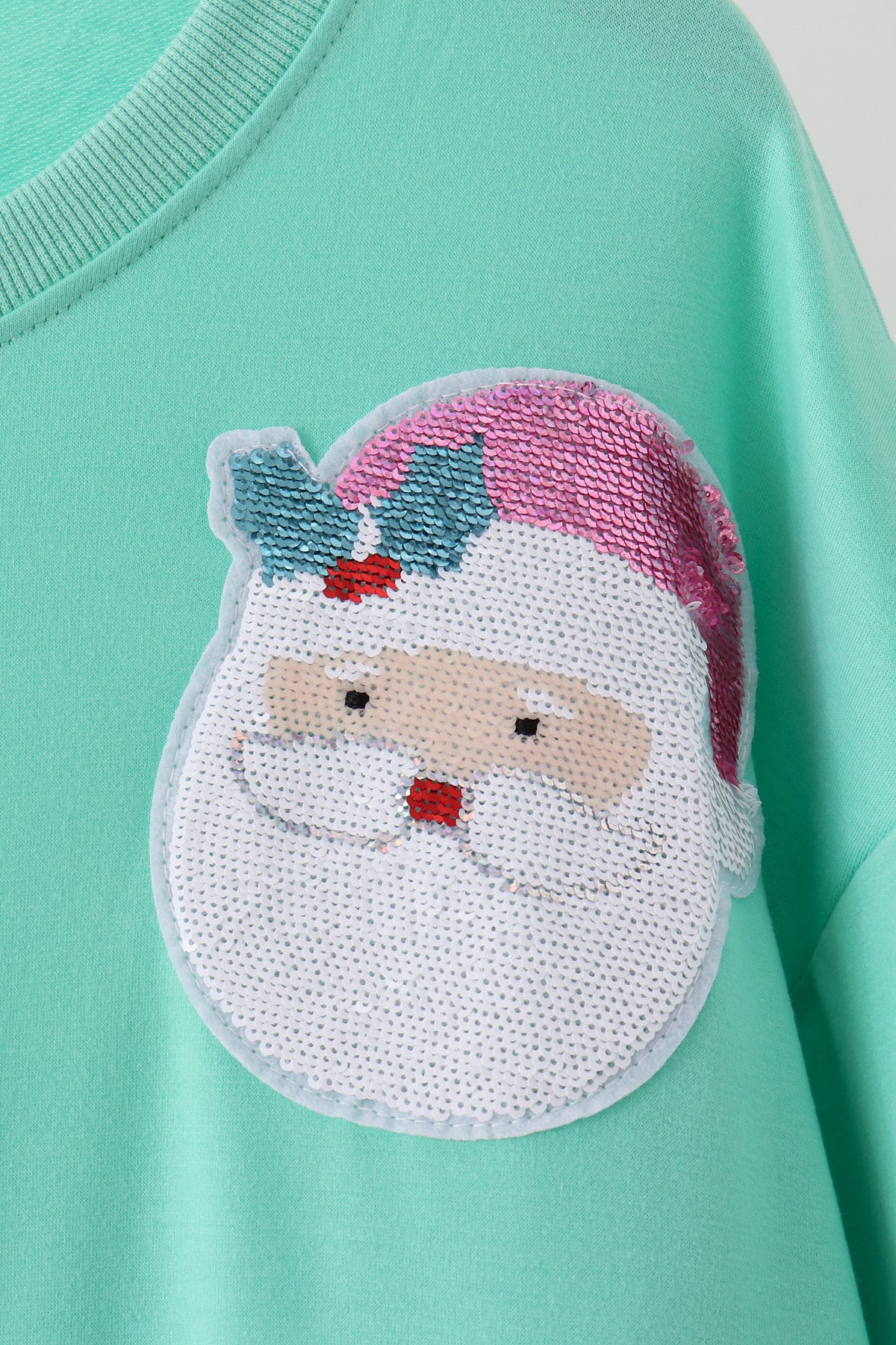 Mint Santa Sequin Mom&me Top