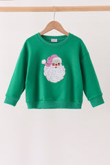 Green Santa Sequin Mom&me Top