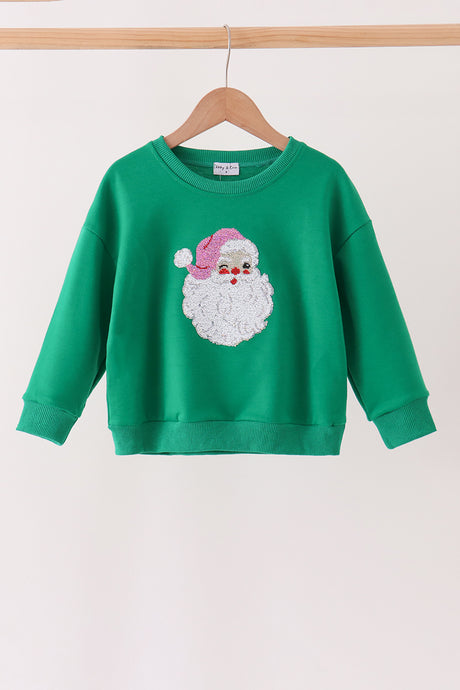 Green Santa Sequin Mom&me Top