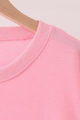 Pink Holly Jolly Embroidery Mom Top