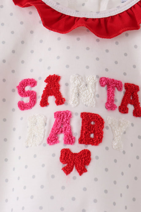 White Santa Baby French Knot Ruffle Bubble