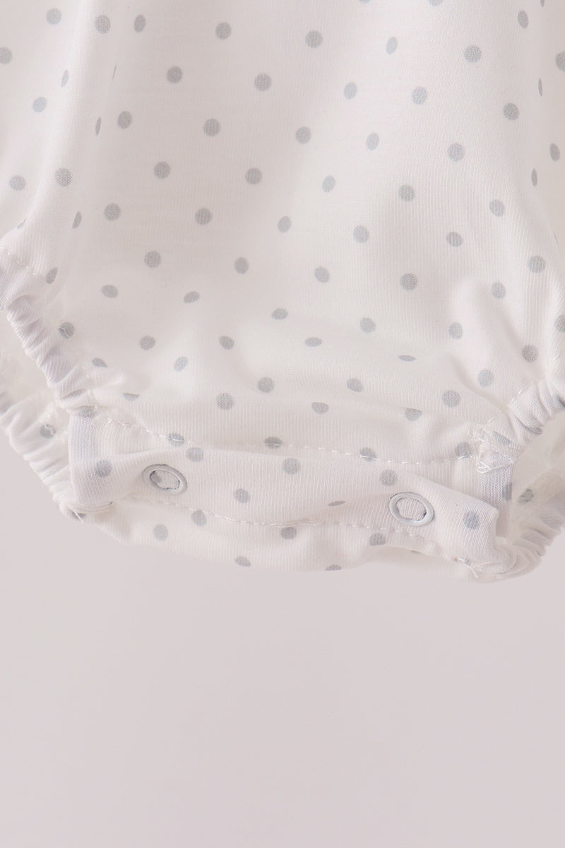 White Santa Baby French Knot Ruffle Bubble