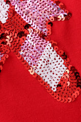 Red Candy Cane Sequin Ruffle Dress