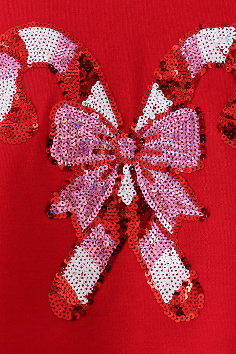 Red Candy Cane Sequin Top
