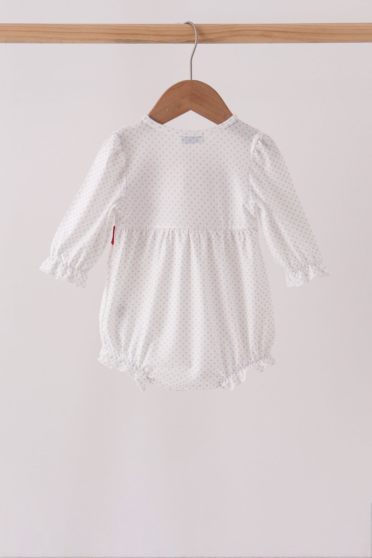 White Candy Cane Smocked polka dot Bubble
