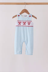 Blue Candy Cane Embroidery Gingham JonJon