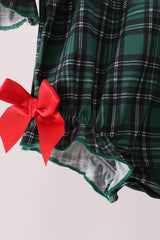 Forest Plaid Smocked Bow Bubble