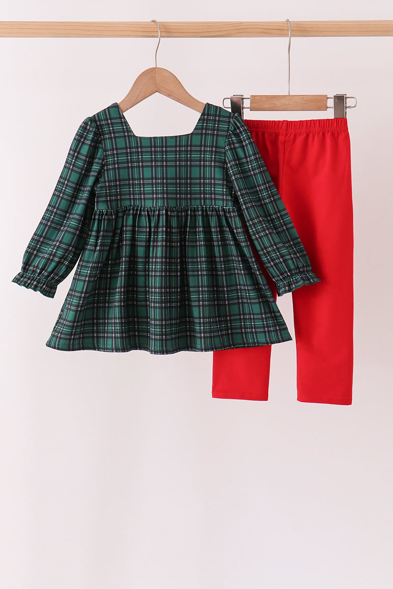 Forest Plaid Smocked Pants Set