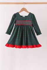 Forest Plaid Smocked Dress