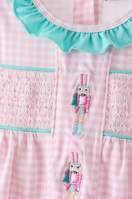 Pink Nutcracker Smocked Ruffle Bloomer Set