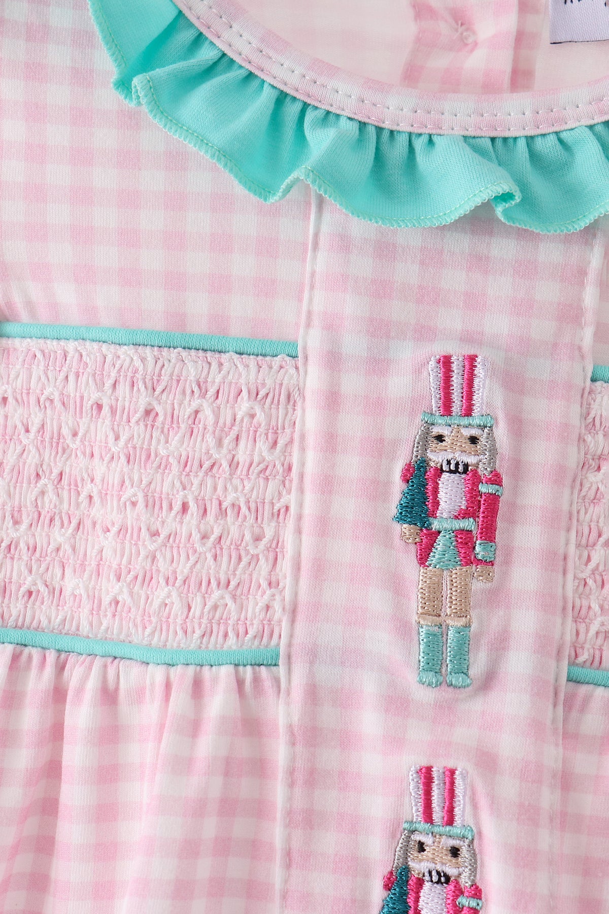 Pink Nutcracker Smocked Ruffle Bubble