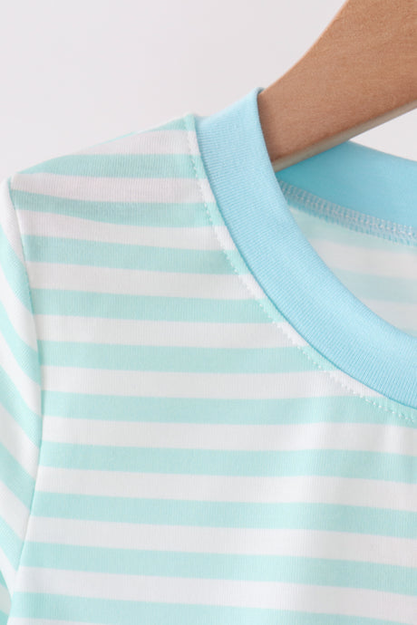 Mint Nutcracker Embroidery Stripe Top