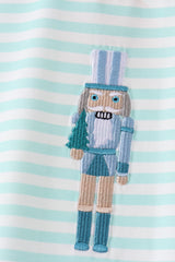 Mint Nutcracker Embroidery Stripe Top