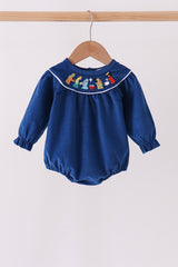 Blue corduroy Nativity Embroidery Bubble