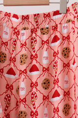 Pink Candy Cane Bow Ruffle Bamboo Mom&me Pajama Set