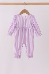 Purple Stripe Frozen Smocked Romper