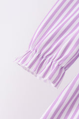 Purple Stripe Frozen Embroidery Ruffle Pants Set