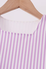 Purple Stripe Frozen Embroidery Dress