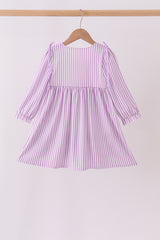 Purple Stripe Frozen Embroidery Dress