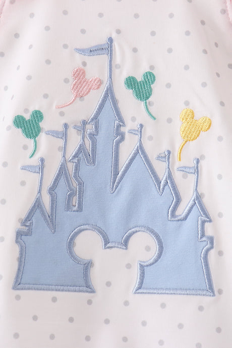 Pink Castle Applique Ruffle Bubble
