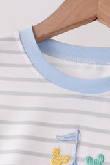 Blue Castle Applique Stripe Pants Set