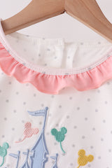 Pink Castle Applique Ruffle Skorts Set