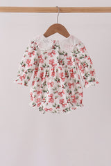 Red Holly Bow Smocked Lace Bubble
