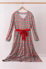 Red Bow Gingham Mom Dress