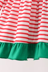 Red Nutcracker Embroidery Ruffle Stripe Pants Set