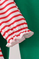 Red Nutcracker Embroidery Ruffle Stripe Pants Set