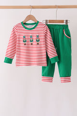 Red Nutcracker Embroidery Stripe Pants Set