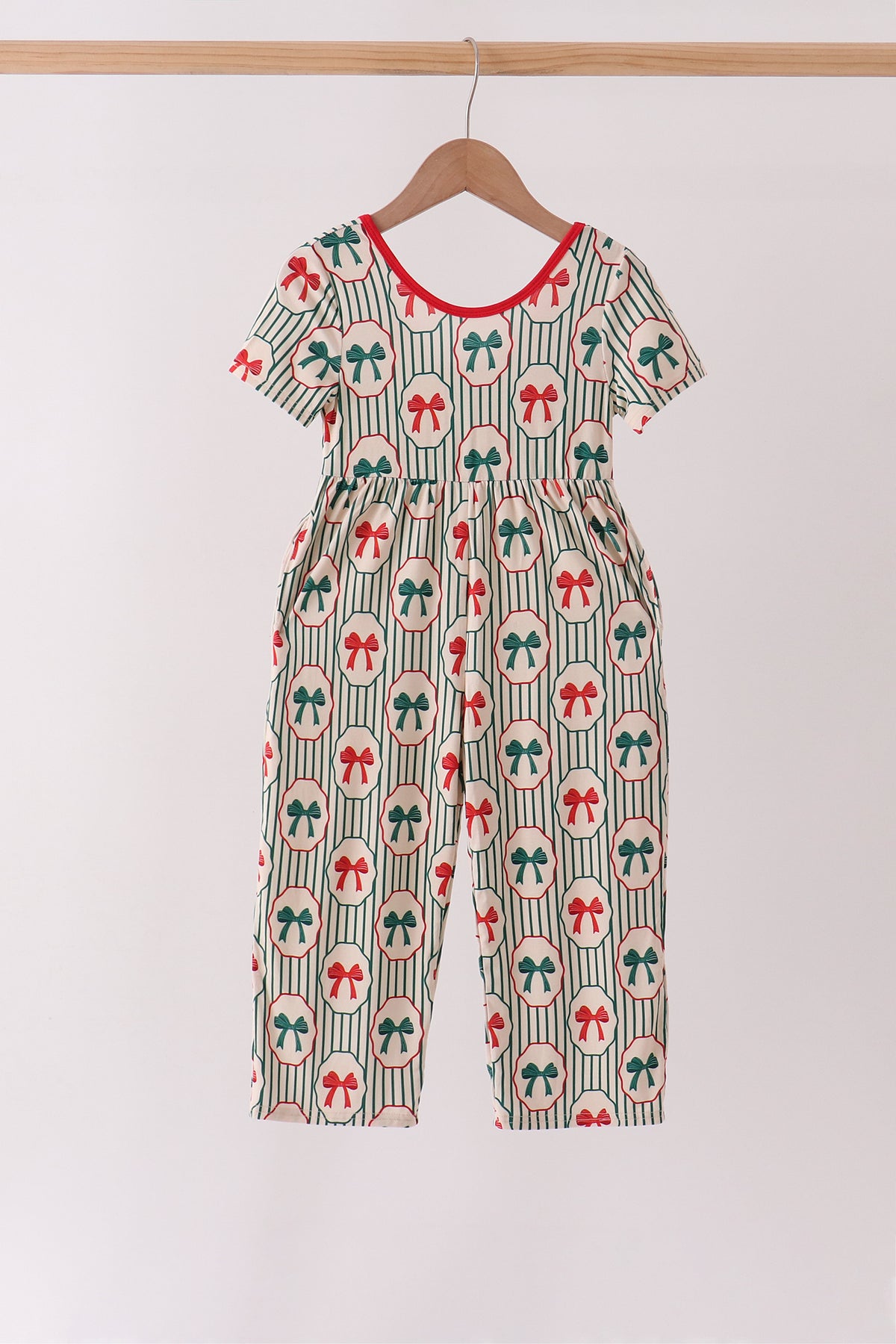 Green Christmas Bow Jumpsuit