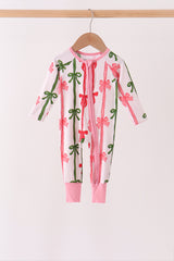 Pink Bow Zip Bamboo Romper