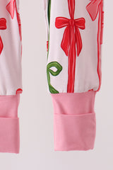 Pink Bow Zip Bamboo Romper