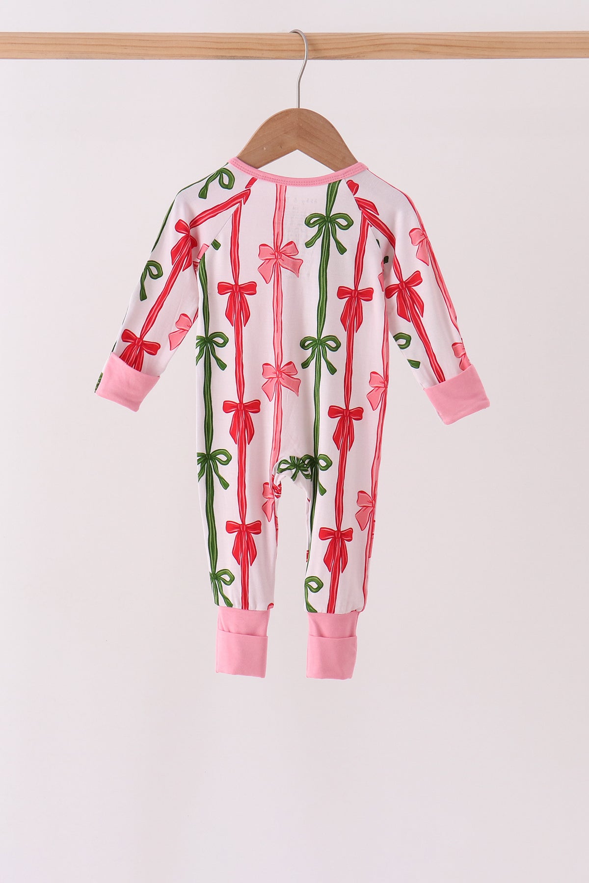 Pink Bow Zip Bamboo Romper