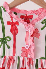 Pink Bow Ruffle Bamboo Dress