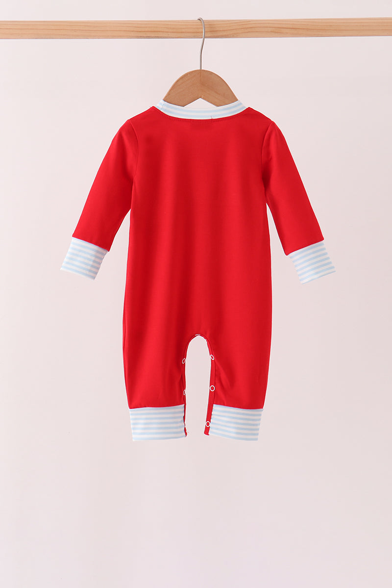 Red Reindeer French Knot Romper