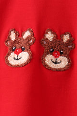Red Reindeer French Knot Pants Set