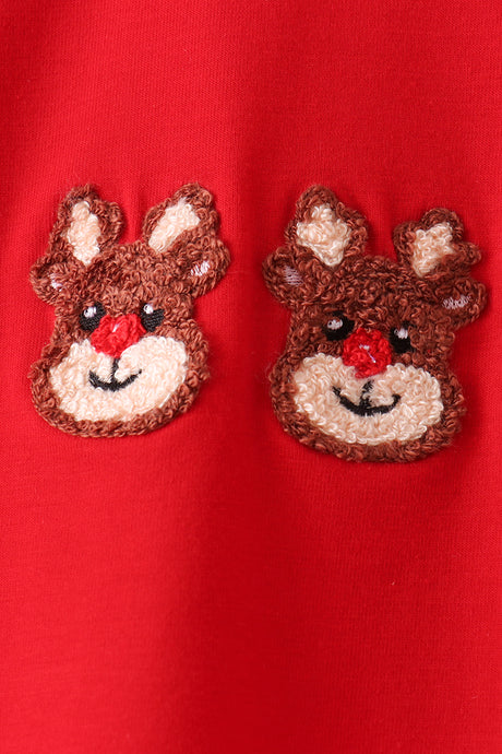 Red Reindeer French Knot Pants Set