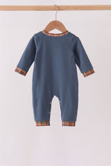 Blue Nativity Embroidery Romper