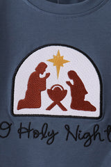 Blue Nativity Embroidery Pants Set