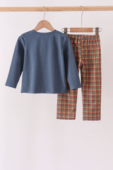 Blue Nativity Embroidery Pants Set