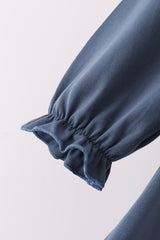Blue Nativity Embroidery Ruffle Dress