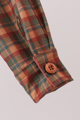 Brown Nativity Embroidery Button Down Shirt