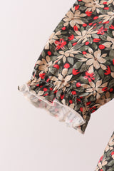 Red Floral Smocked Pants Set